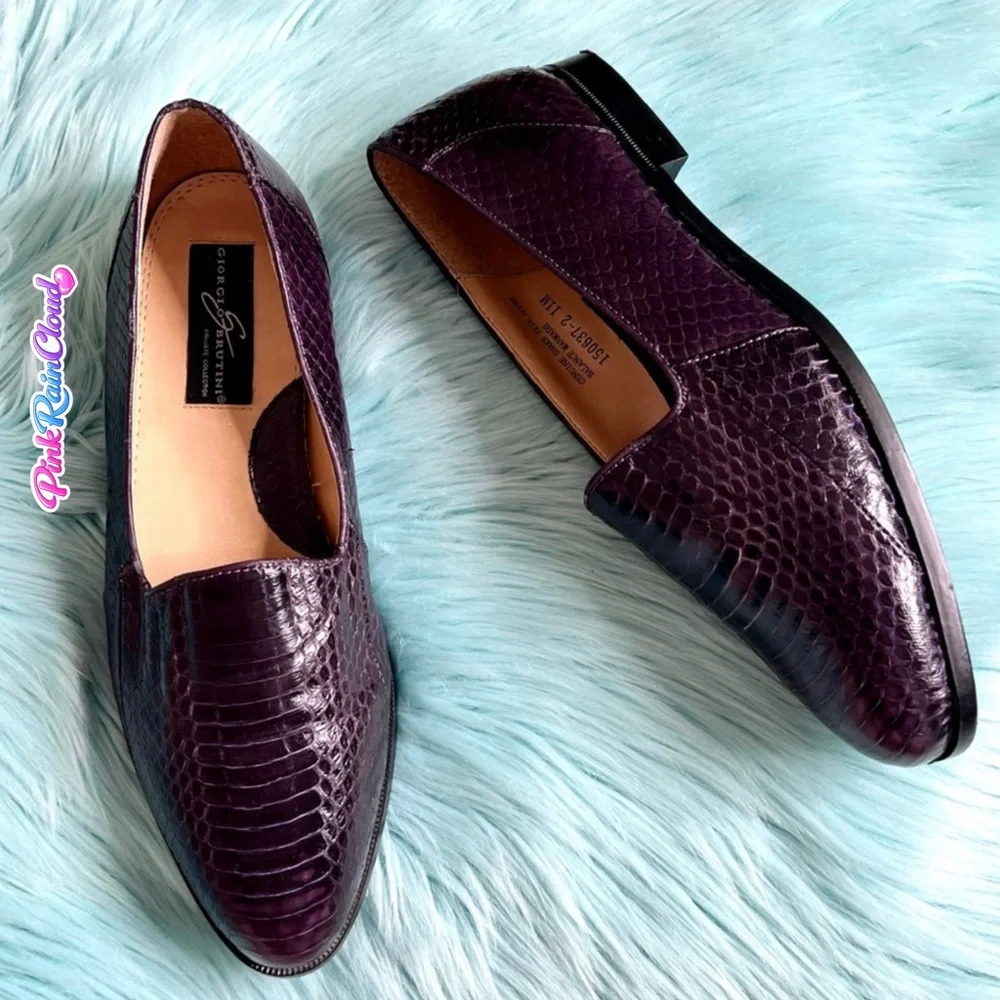 Giorgio Brutini Snake Skin Vintage Purple Loafers Men Size 11 Dress Shoes